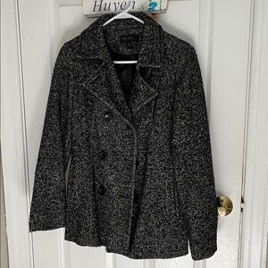 Chic Black and Gray Tweed Peacoat